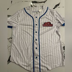 Budweiser Red and Blue Striped Jersey NWT